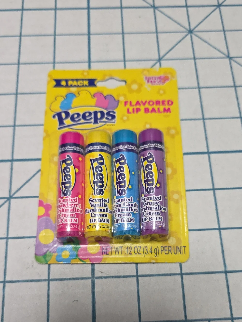 Peeps Kids Flavored Lip Balm 4-Pack - Pink, Yellow, Blue, Purple